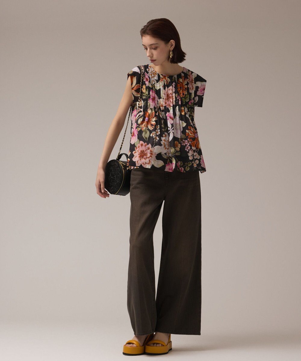 GRACE CONTINENTAL フラワープリントタックブラウス 