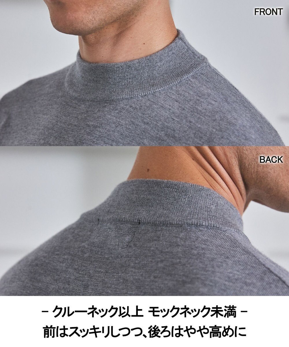 GOTAIRIKU 25年新作【洗える/チクチクしにくい/ピリングしにくい】イタリア糸 ハイゲージ カバーネックニット_WOOL100％ 