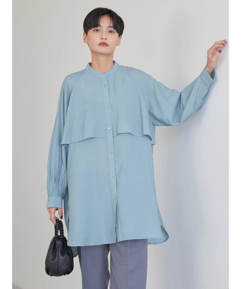 AMERICAN HOLIC バンドカラーフリルシャツチュニック 