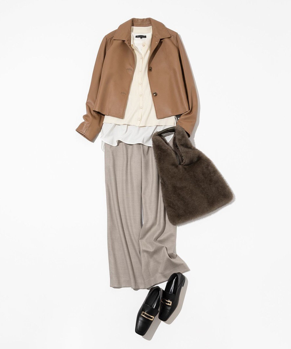 23区 L ラムレザー ステンカラー ジャケット 