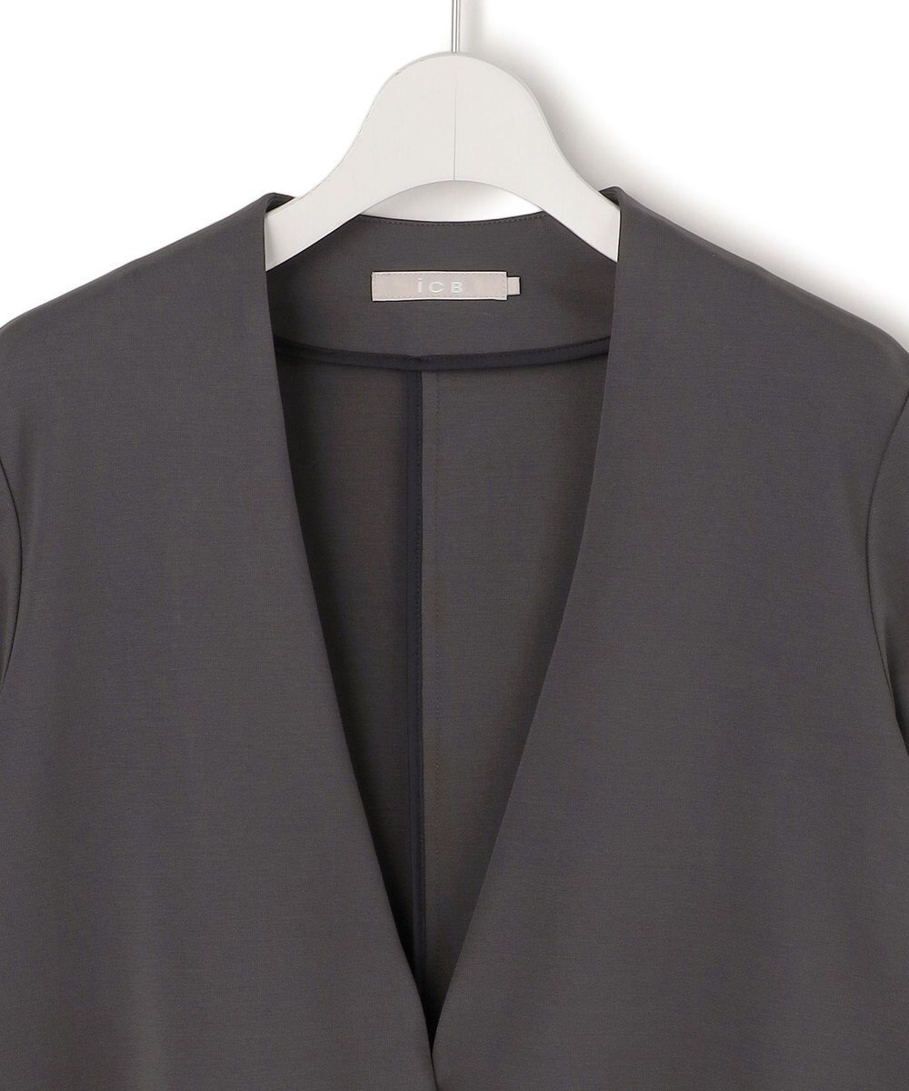 ICB L ナイロンストレッチポンチ ノーカラージャケット 