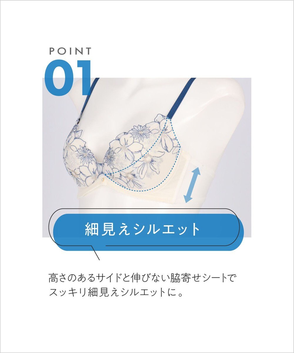 AMPHI ノンワイヤーブラ 谷間をメイク 脇高設計 A~Gカップまで対応 大きいサイズ 【BRAGENIC ブラジェニック 脇高細見えタイプ】 ブラジャー ブラ BMI353 アンフィ／ワコール 