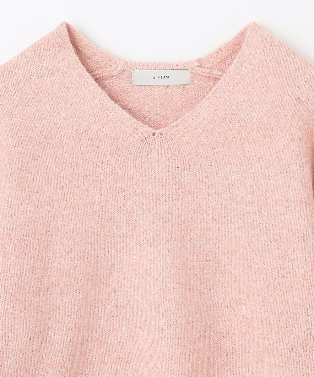 ANY シャイニースパンコールVネックニット 