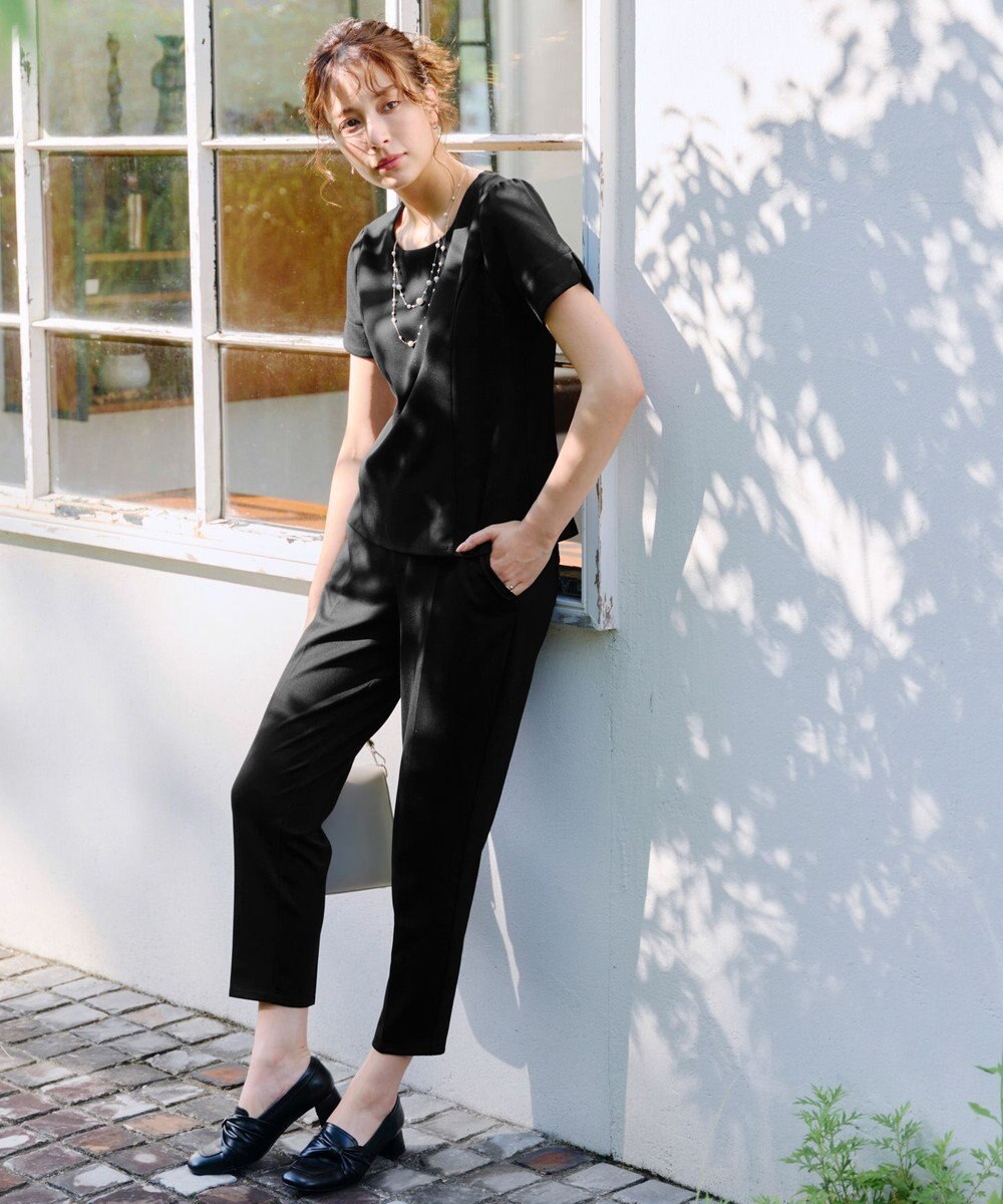 Tiaclasse 【UVカット・吸水速乾】 “きれい見え” パネルラインカットソートップス 