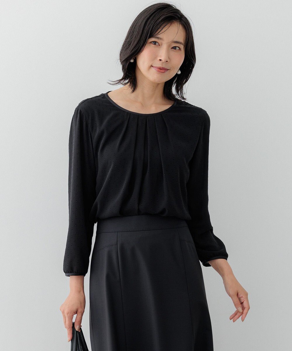 23区 L 【洗える】ドビードットシフォン ブラウス 