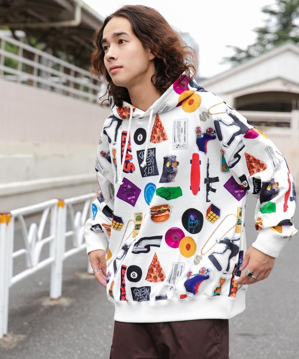 WEGO 総柄BIGプルパーカー 