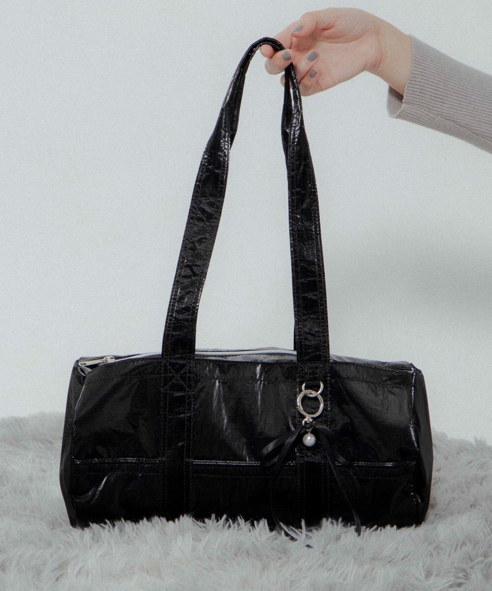 WEGO サテンリボンチャーム付きボストンバッグ 