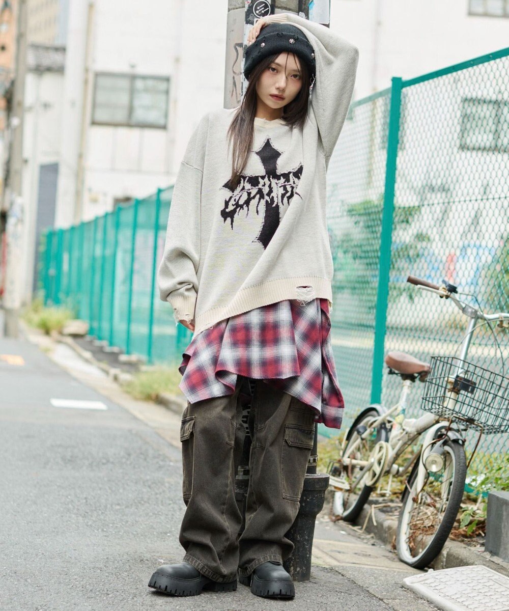 WEGO ダメージジャガードプルオーバー 