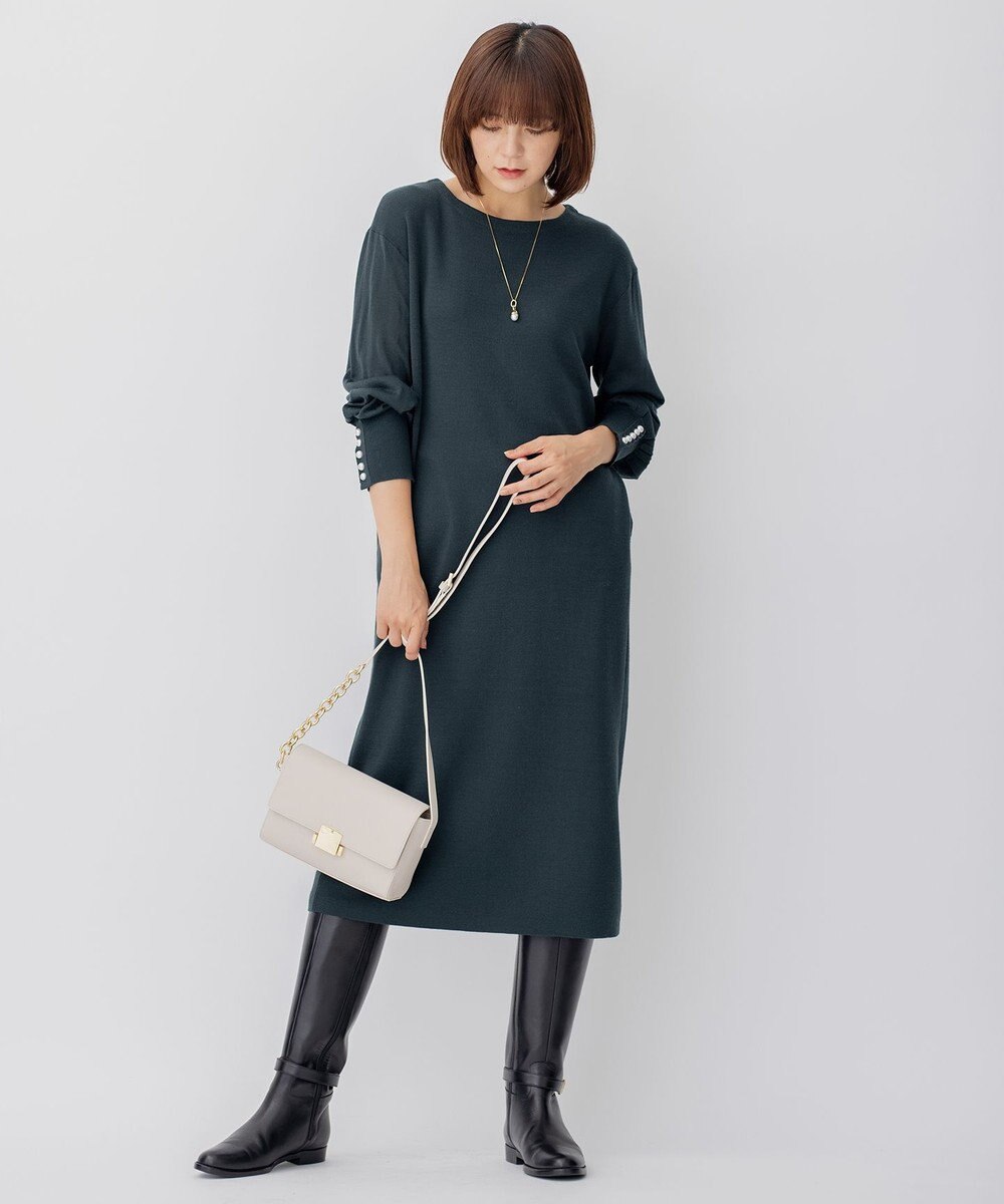 23区 【CLASSY.1月号掲載】ウールブレンド パール ニットワンピース 