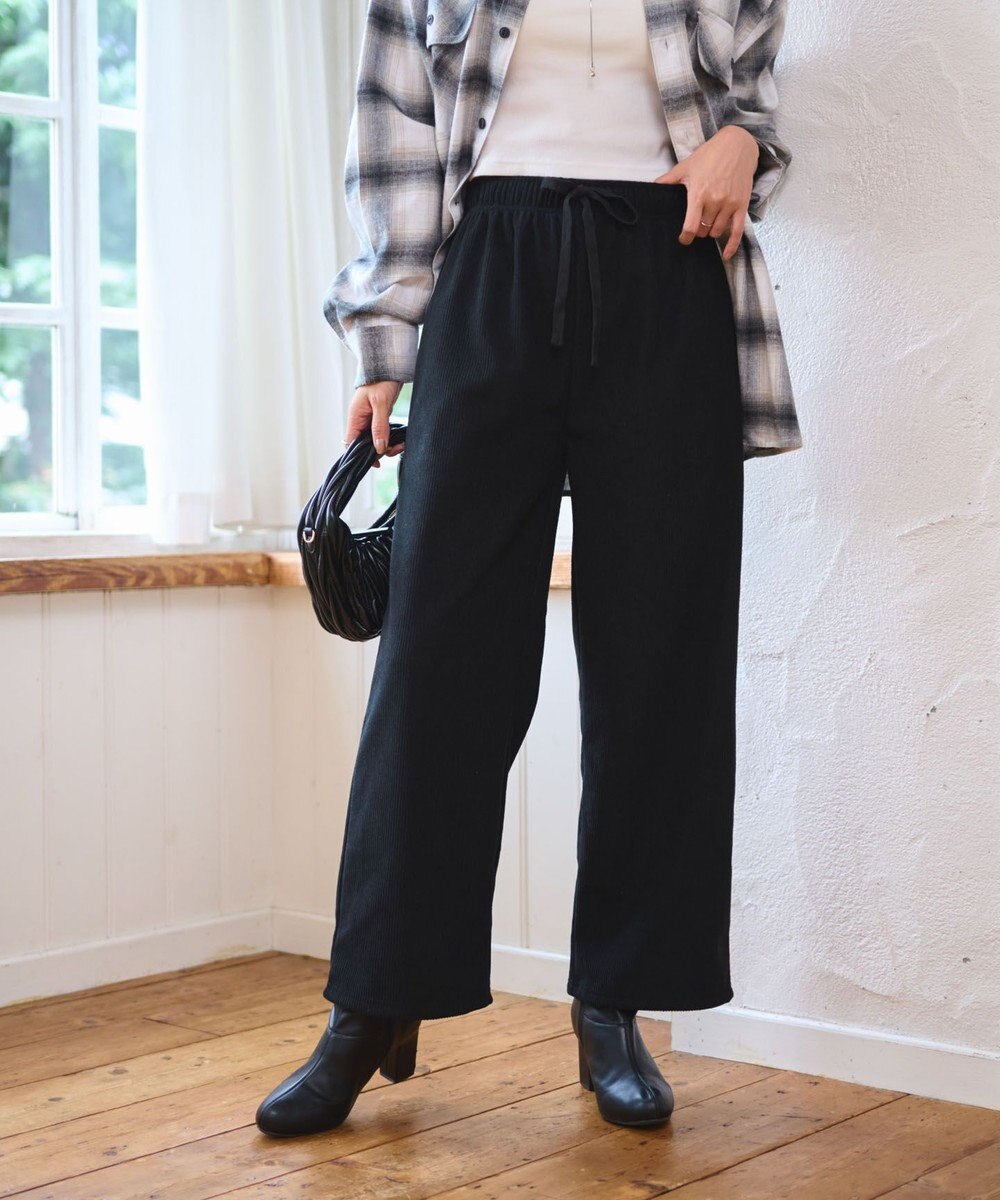 WEGO 【WEB限定/25年秋冬新作/ウエストゴム】裏ベロアワイドイージーパンツ 