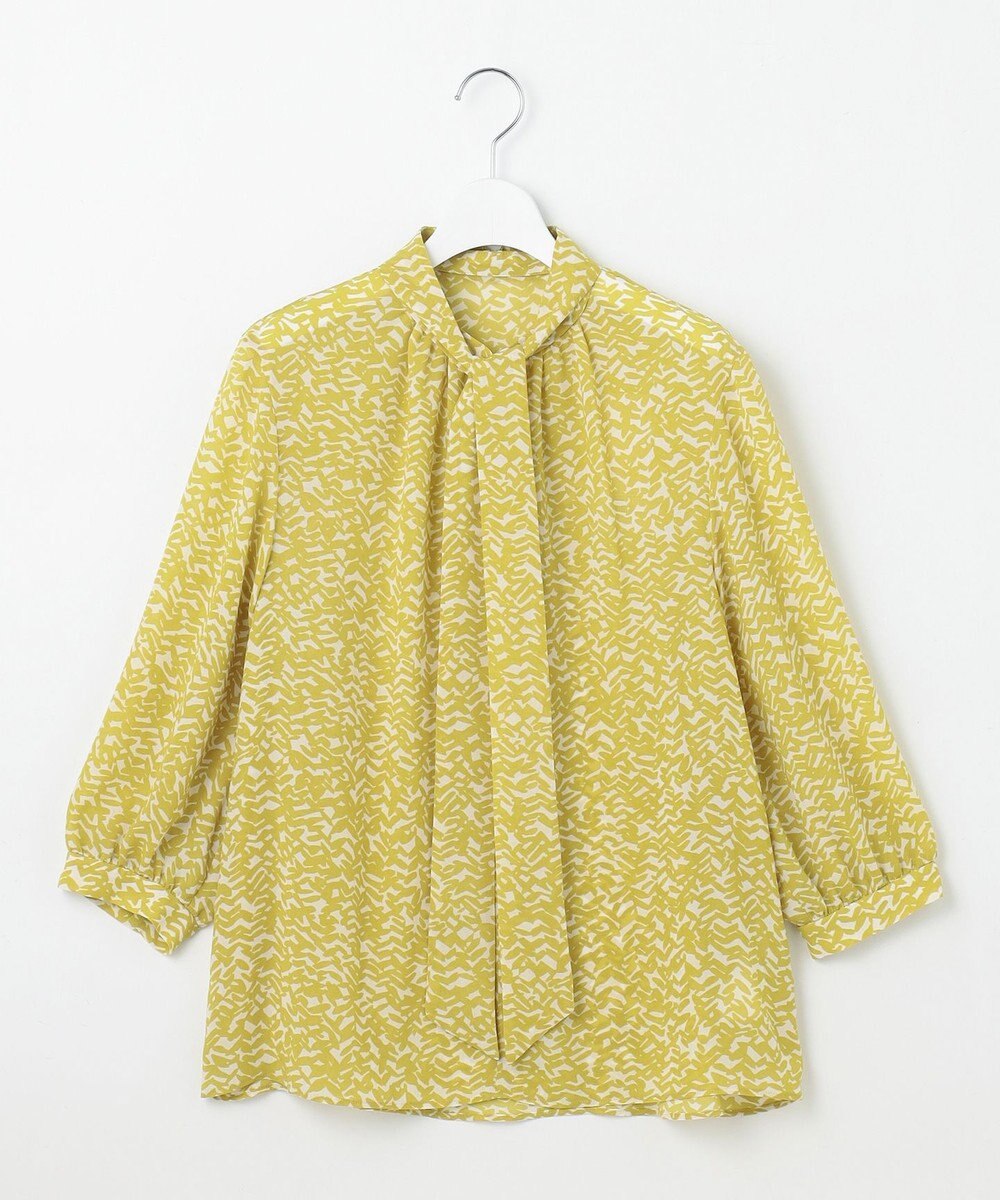 自由区 【洗える】ウェーブパターンプリント ブラウス 