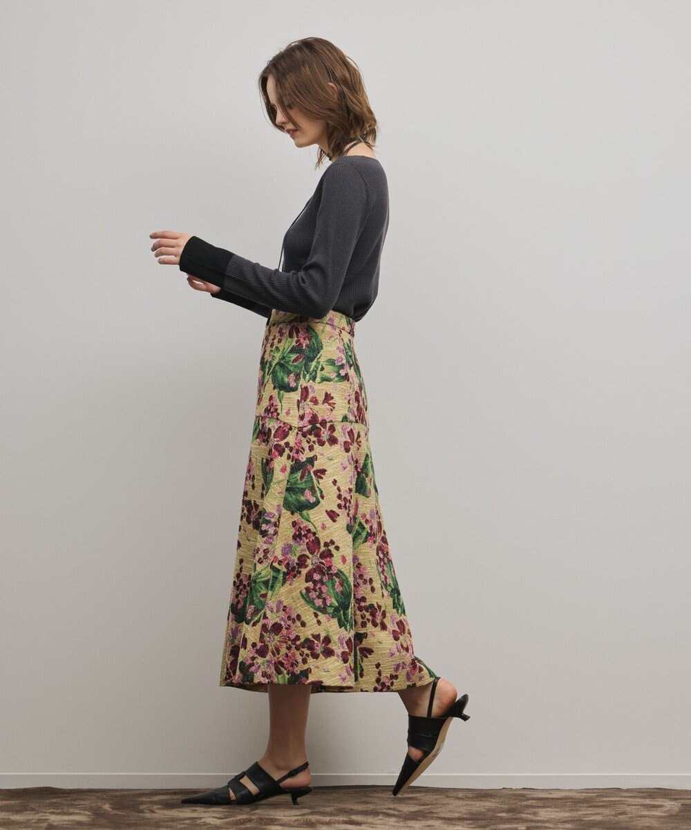 GRACE CONTINENTAL フラワージャガードフレアスカート 