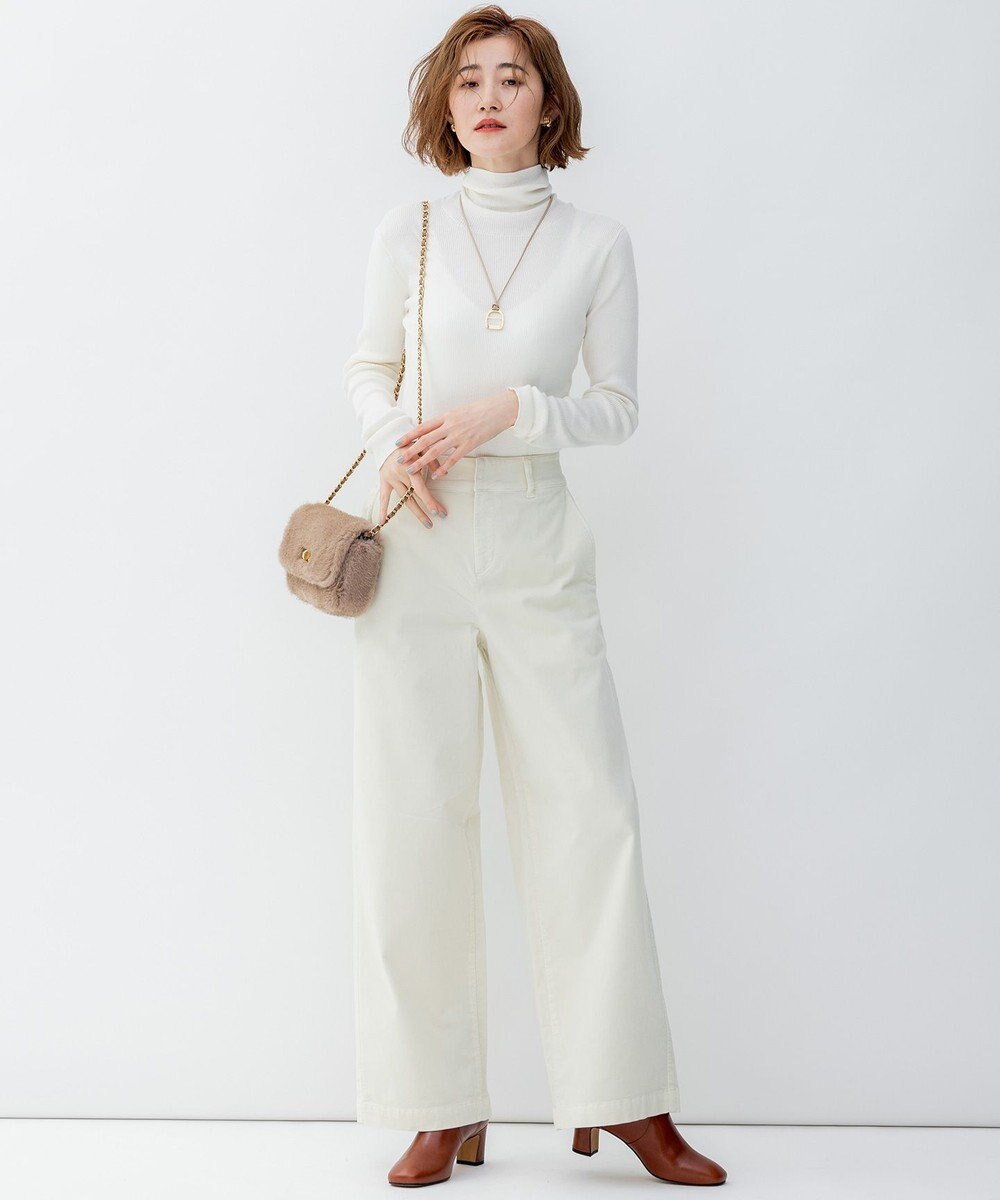 23区 【洗える】23区DENIM ベルベットストレッチ ワイドパンツ 