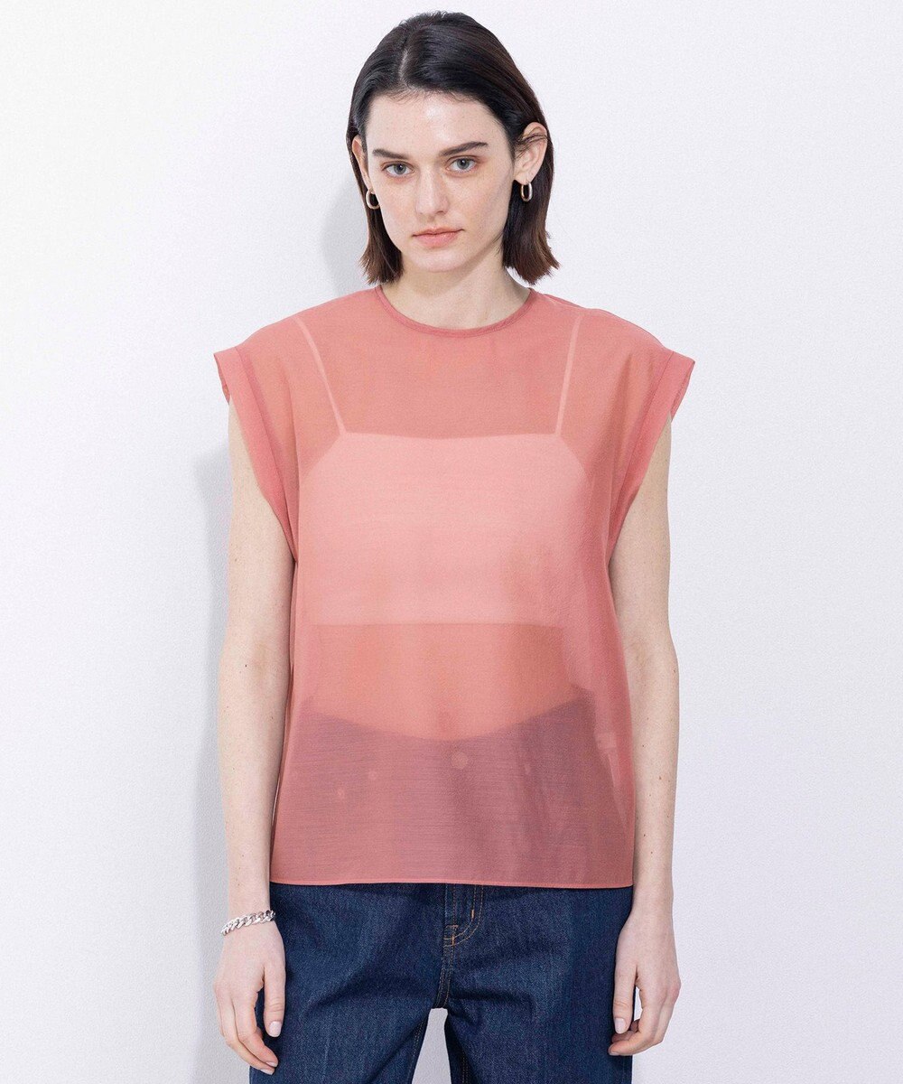 NAVE 【Nave・洗える/シアー素材】シアーリンクル ノースリーブブラウス 