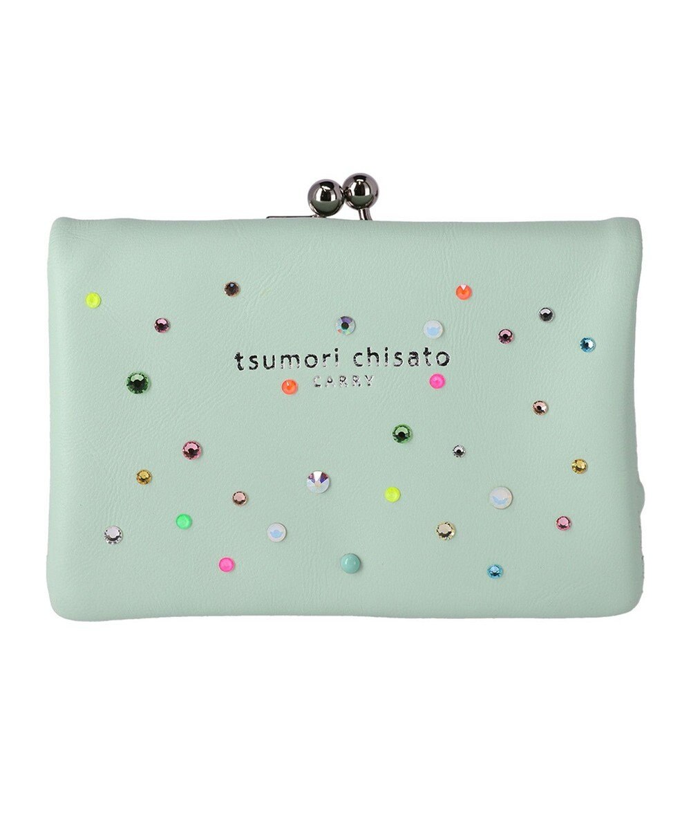 tsumori chisato CARRY キラキラ石 がま口 2つ折り財布 
