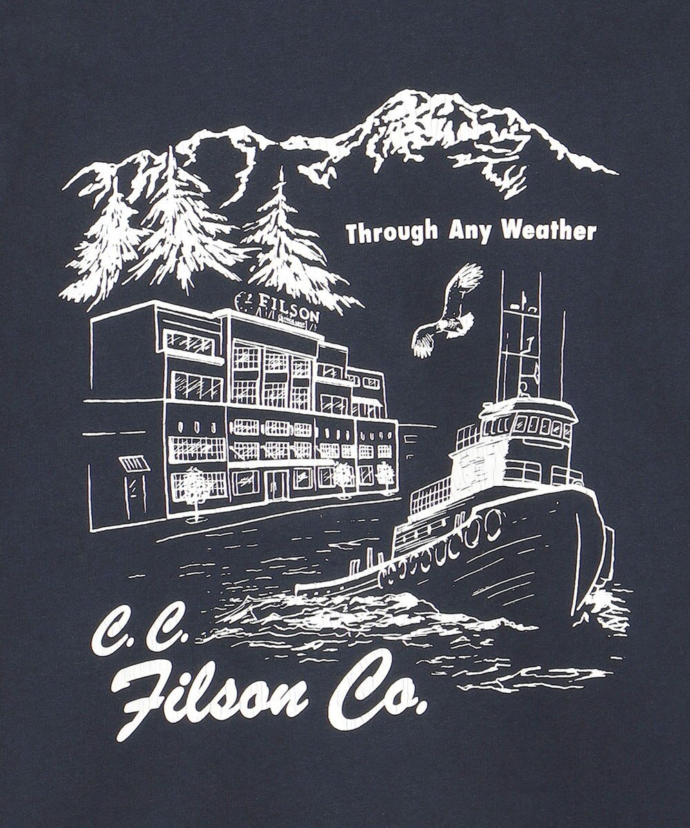 JOSEPH ABBOUD MOUNTAIN LONG SLEEVE FRONTIER GRAPPHIC T-SHIRT ネイビー 