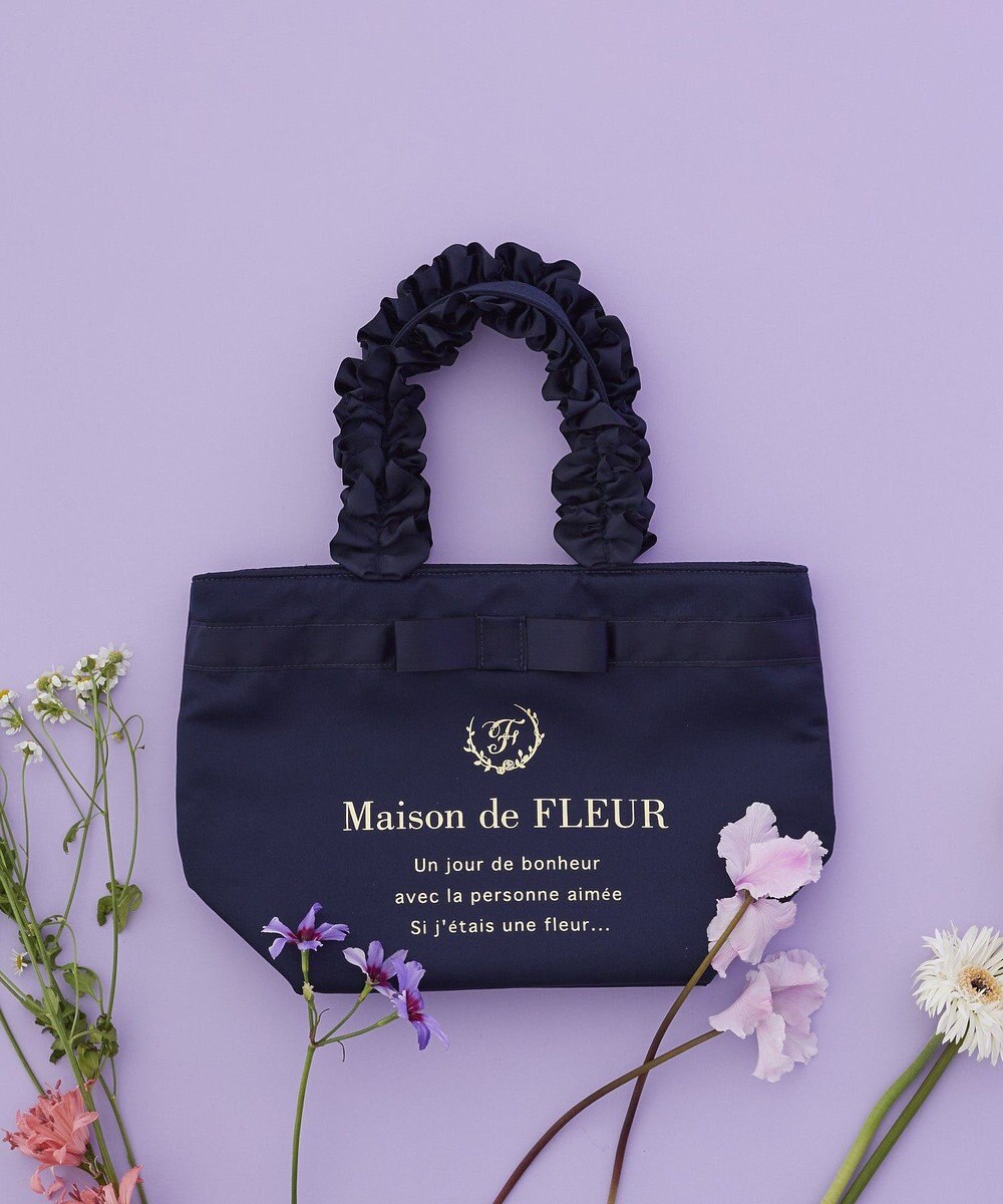 Maison de FLEUR ブランドロゴフリルハンドルトートSバッグ 