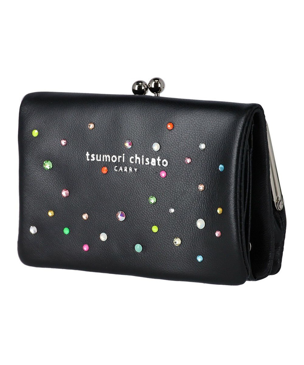 tsumori chisato CARRY キラキラ石 がま口 2つ折り財布 