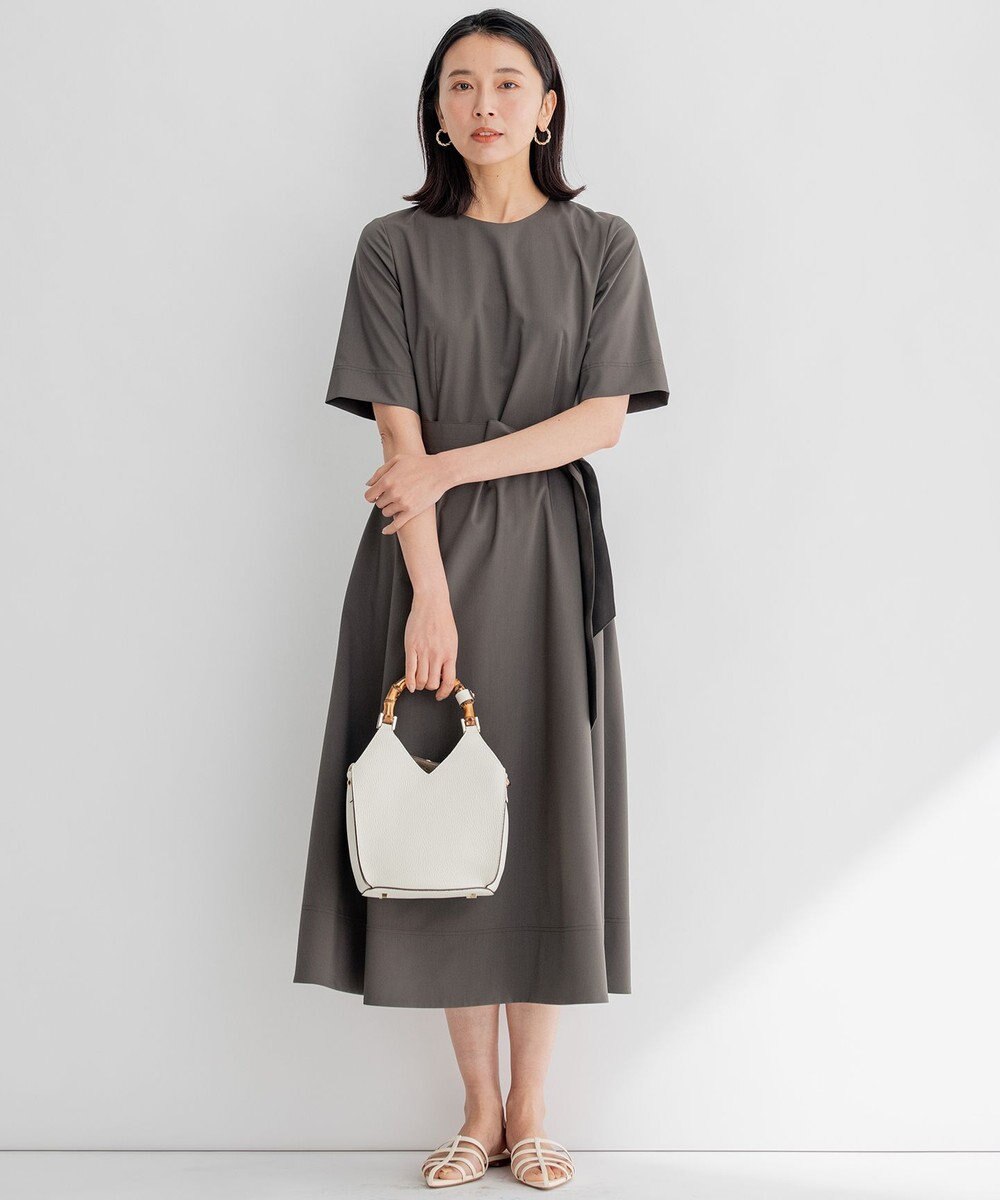 23区 L 【洗える】プレーンストレッチタフタ フレア ワンピース 