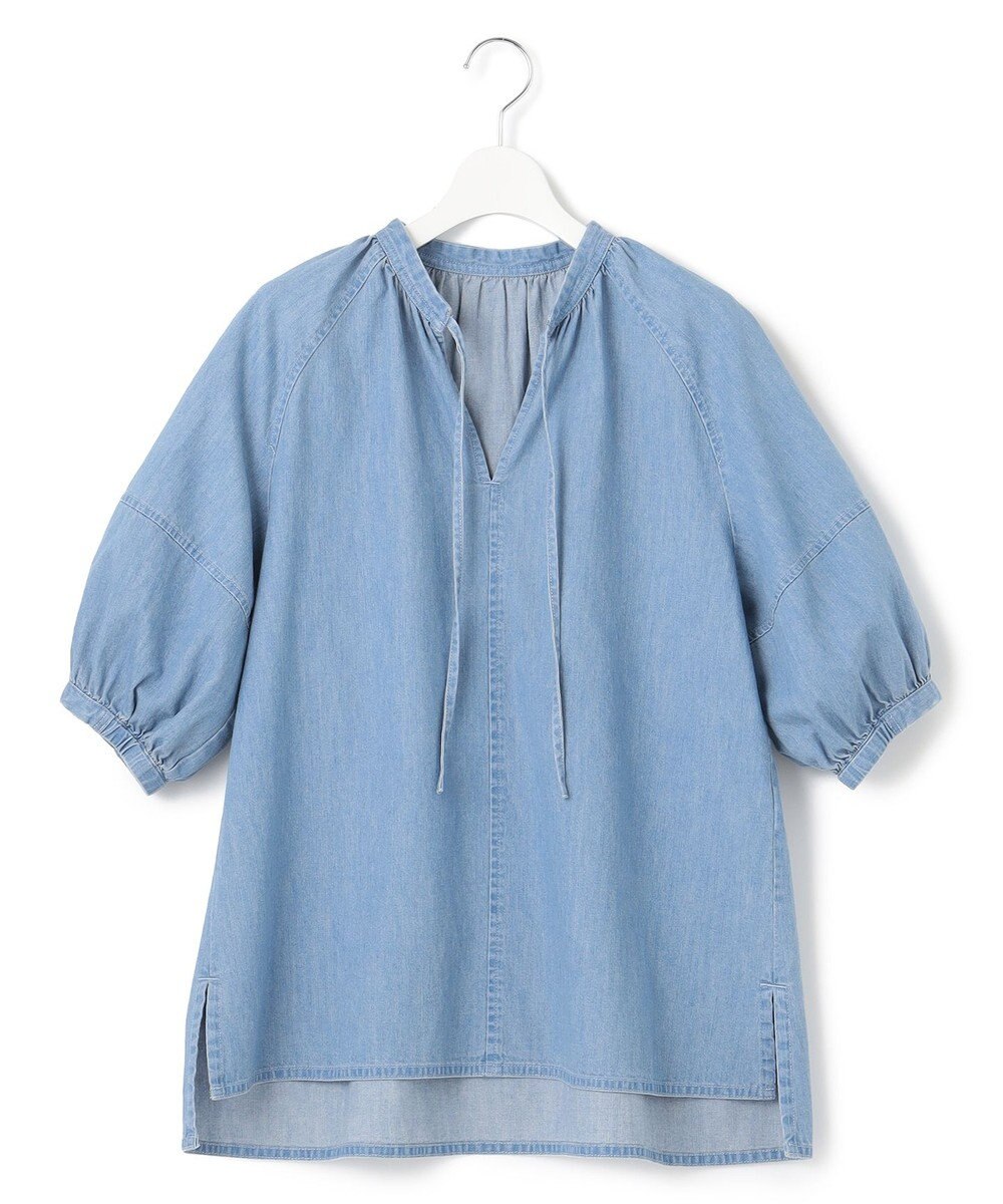 23区 【洗える】ライトダンガリー サマー スキッパーブラウス 