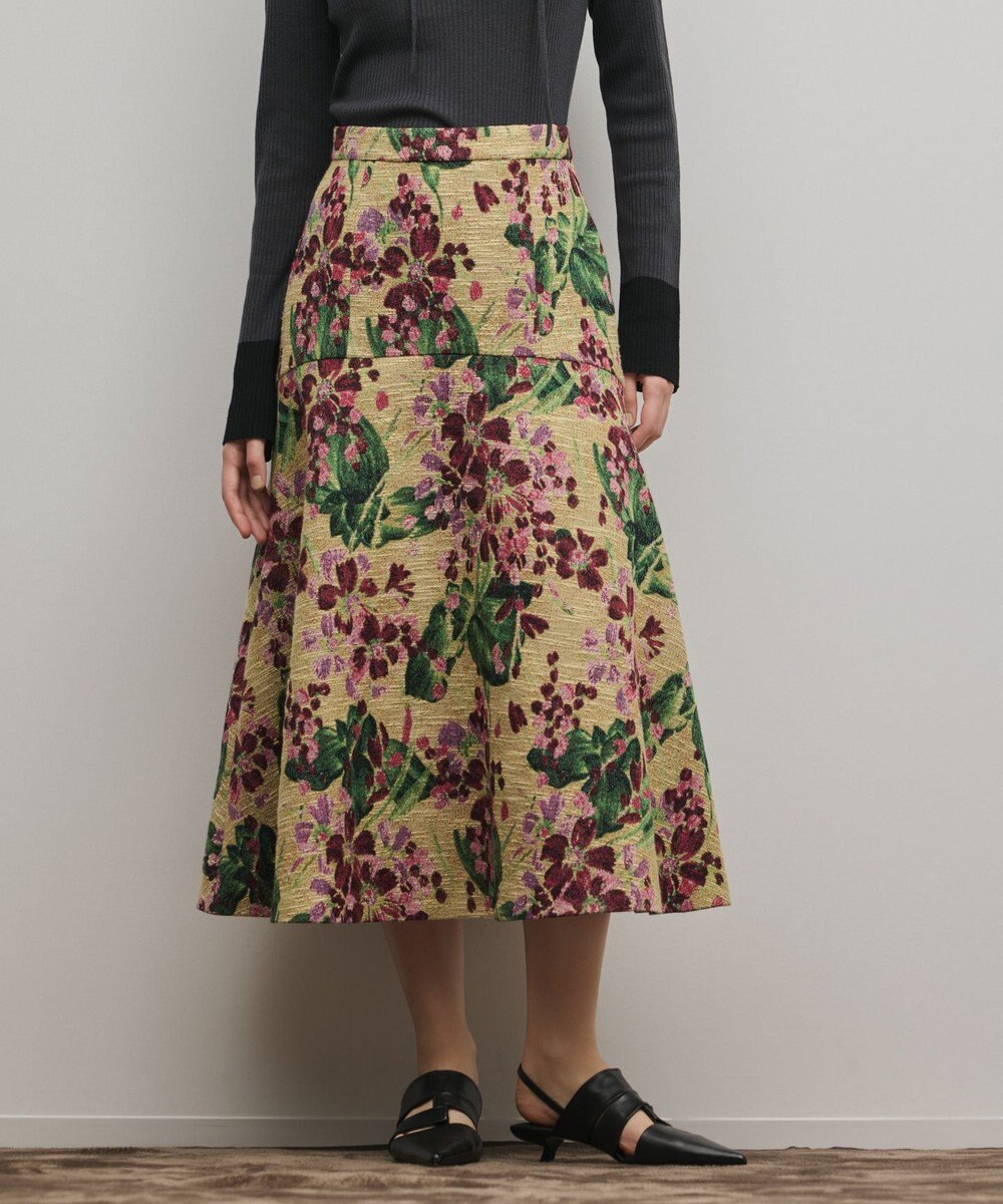 GRACE CONTINENTAL フラワージャガードフレアスカート 