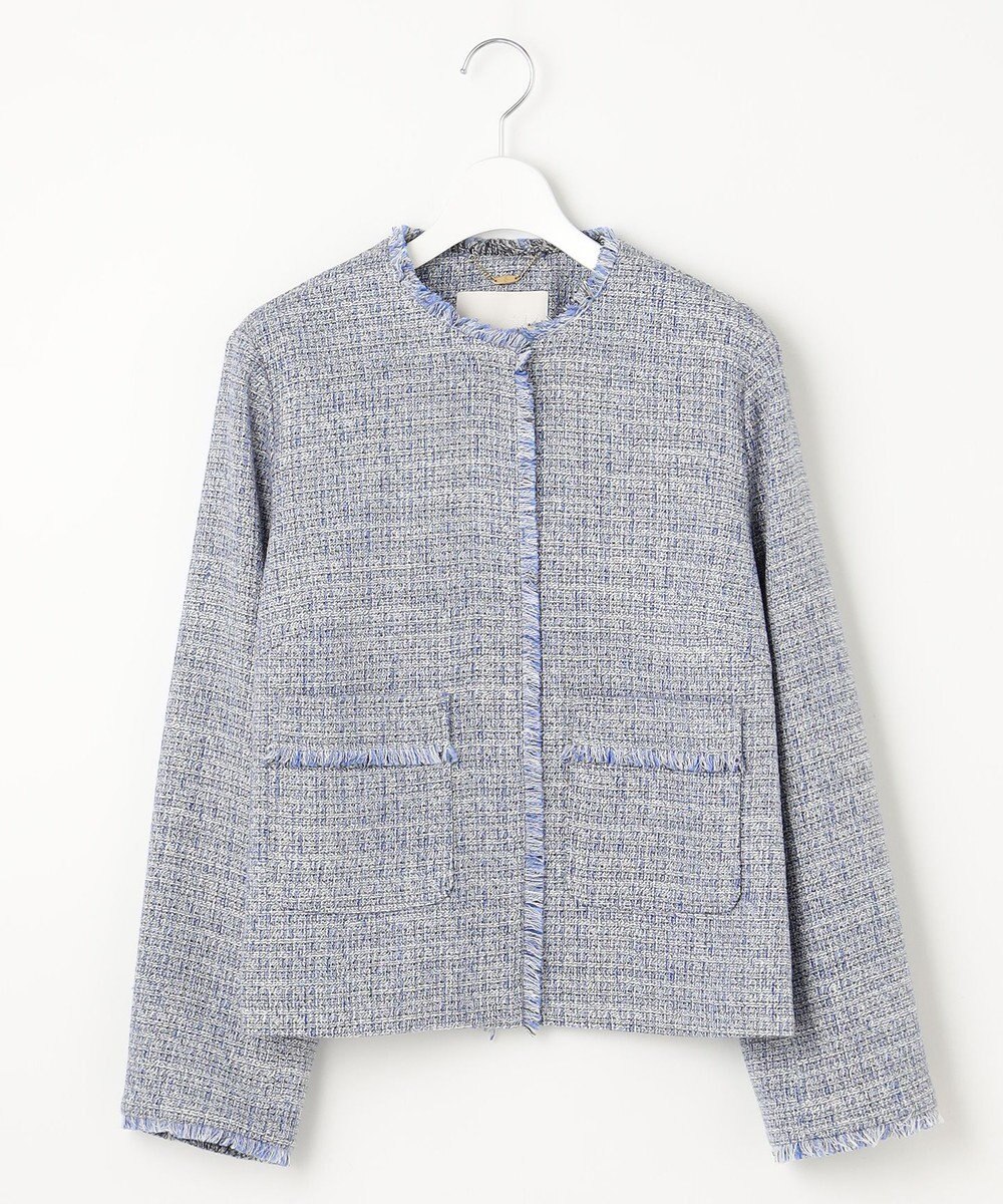 自由区 【セットアップ対応・洗える】ライトミックスツイード ジャケット 