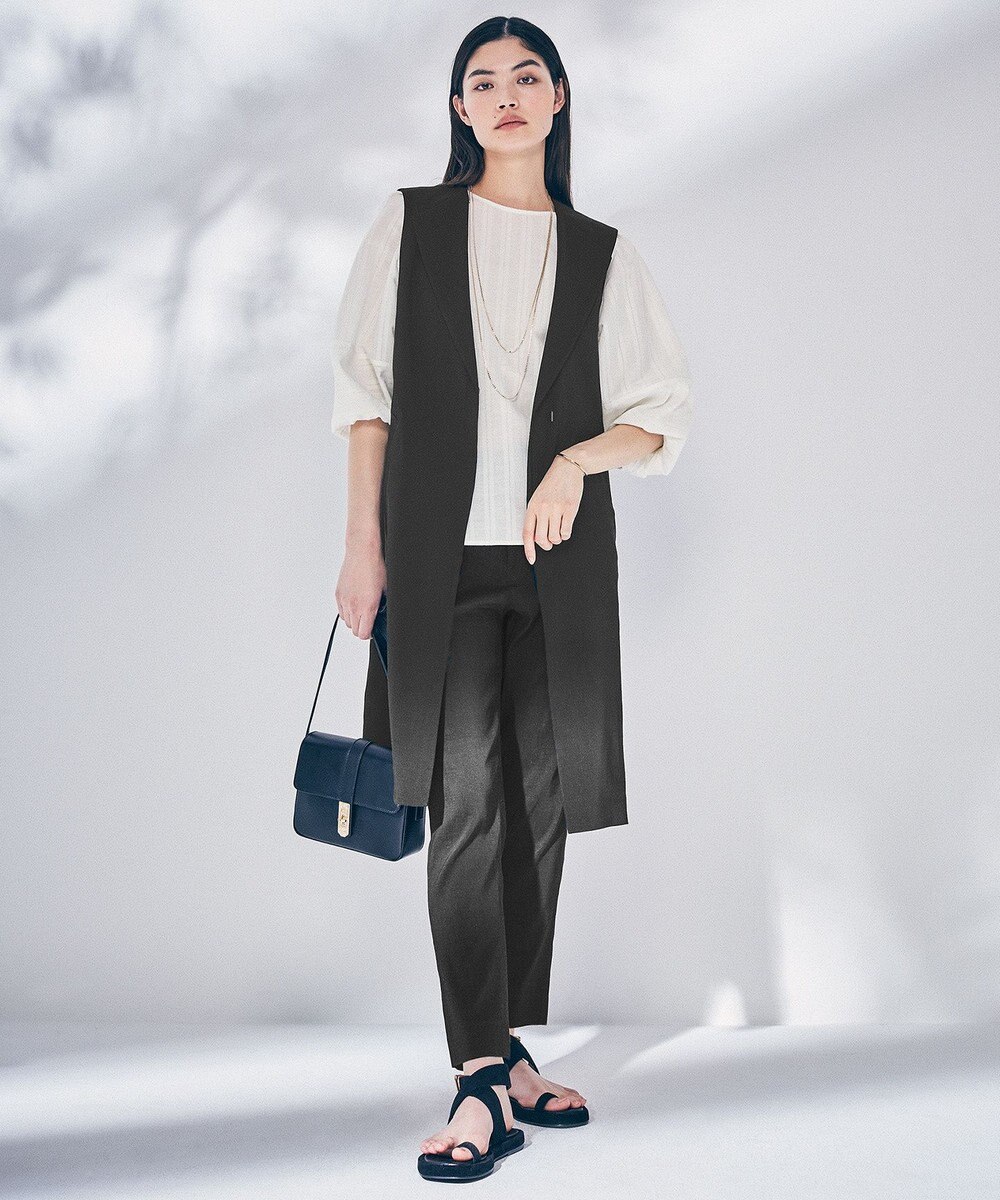 23区 L 【洗える】リネンレーヨンストレッチ テーパード パンツ 