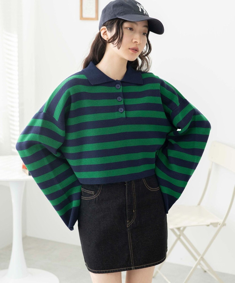 WEGO ボーダーニットポロ 