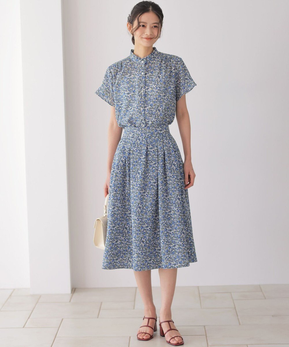 組曲 フラワーガーデンプリント ブラウス 