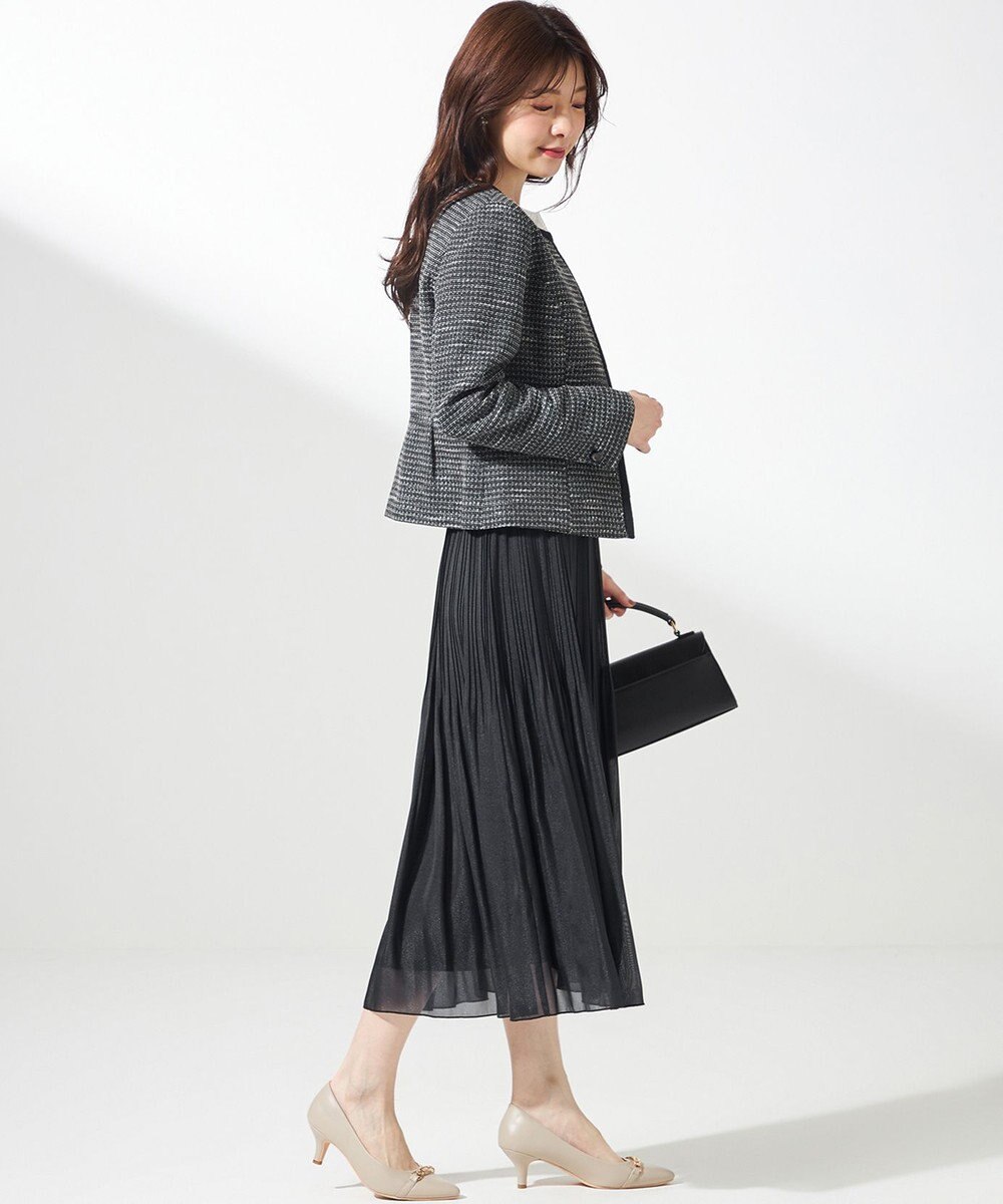 ANY SIS リップルボーダーストレッチ ノーカラージャケット 