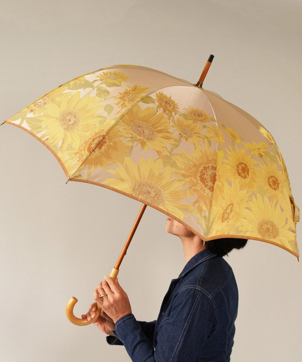 槇田商店 【晴雨兼用&UVカット】絵おり 向日葵(ひまわり) 長傘 黄色