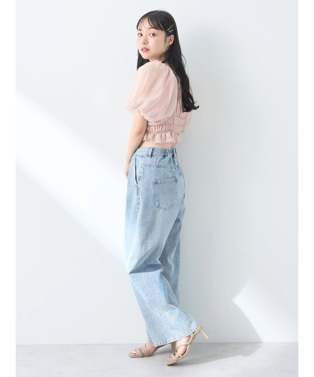 earth music&ecology パフスリーブシャーリングブラウス 