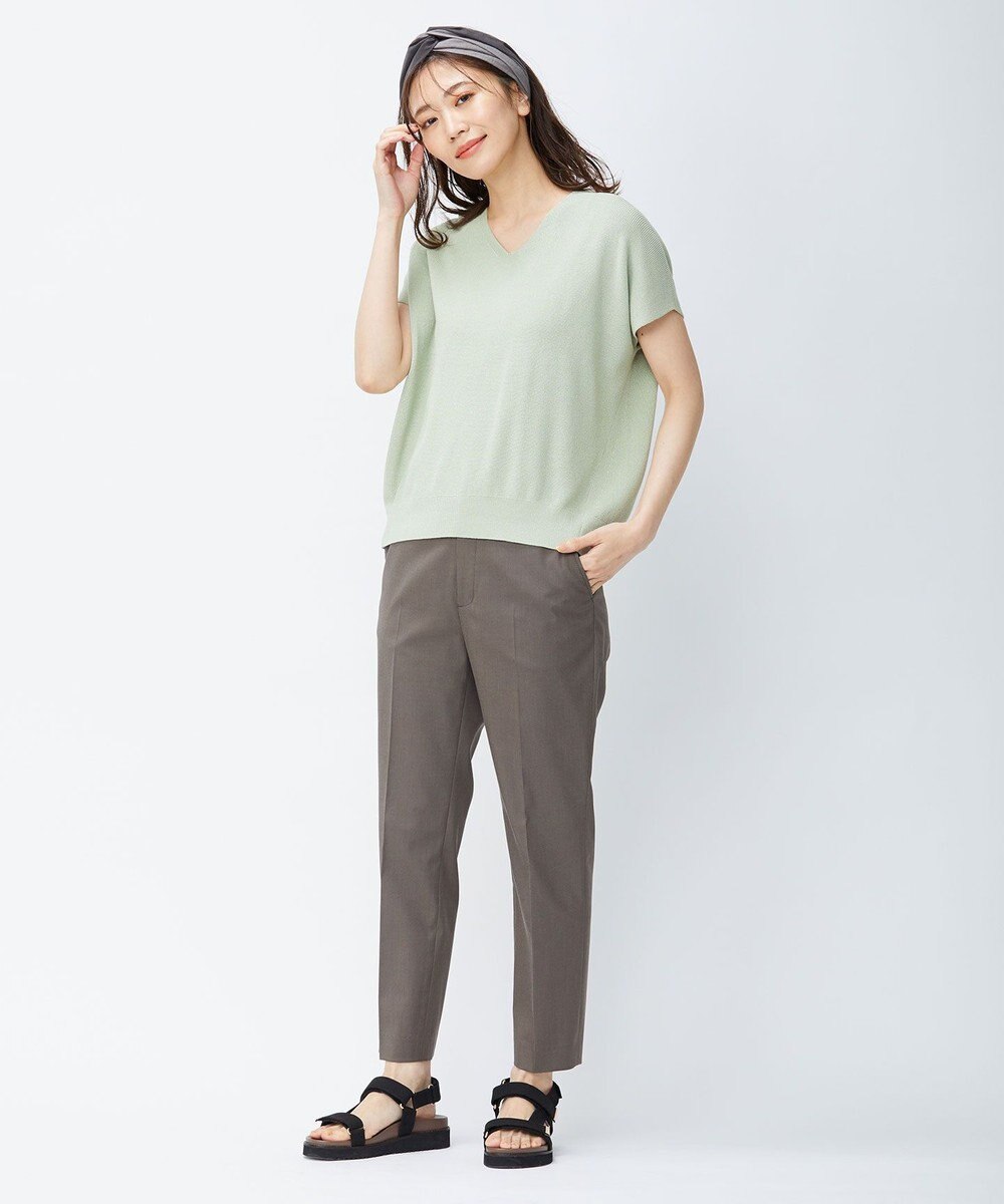 J.PRESS LADIES 【洗える・撥水・防汚】コットンFITTYシャーク テーパード パンツ 