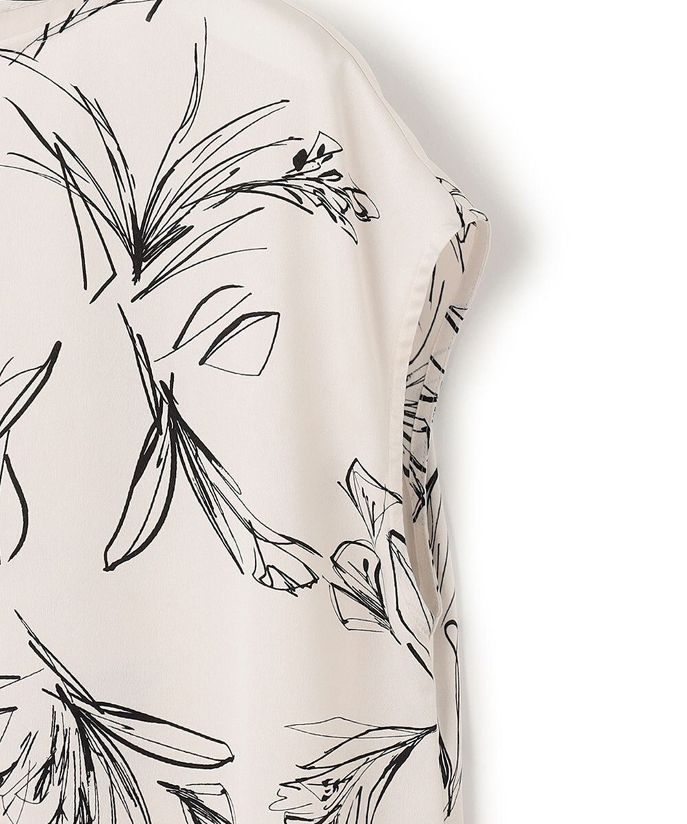 23区 【洗える】ラインフラワープリント フレンチスリーブ ブラウス 