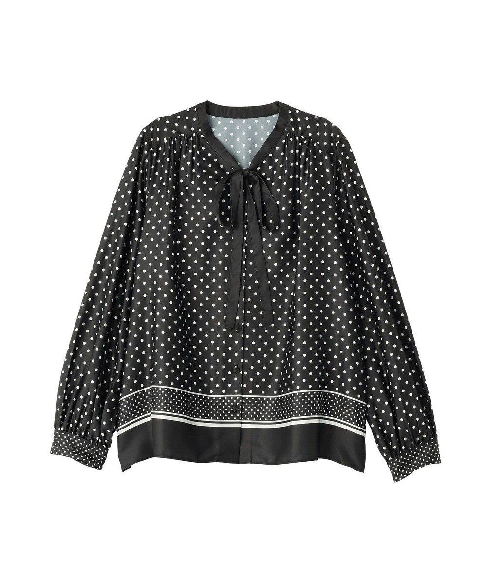 YECCA VECCA ドットパネル柄リボンブラウス 