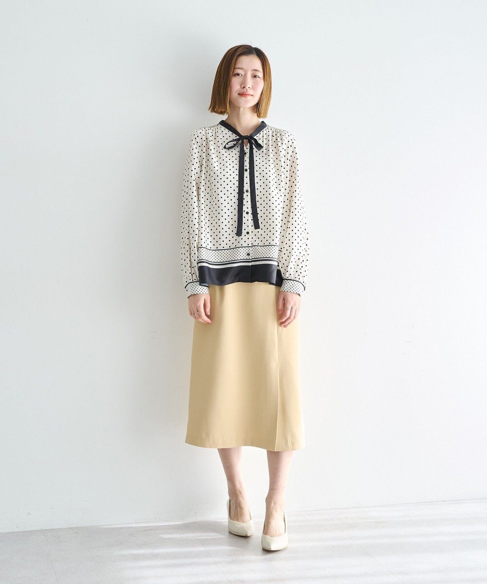 YECCA VECCA ドットパネル柄リボンブラウス 