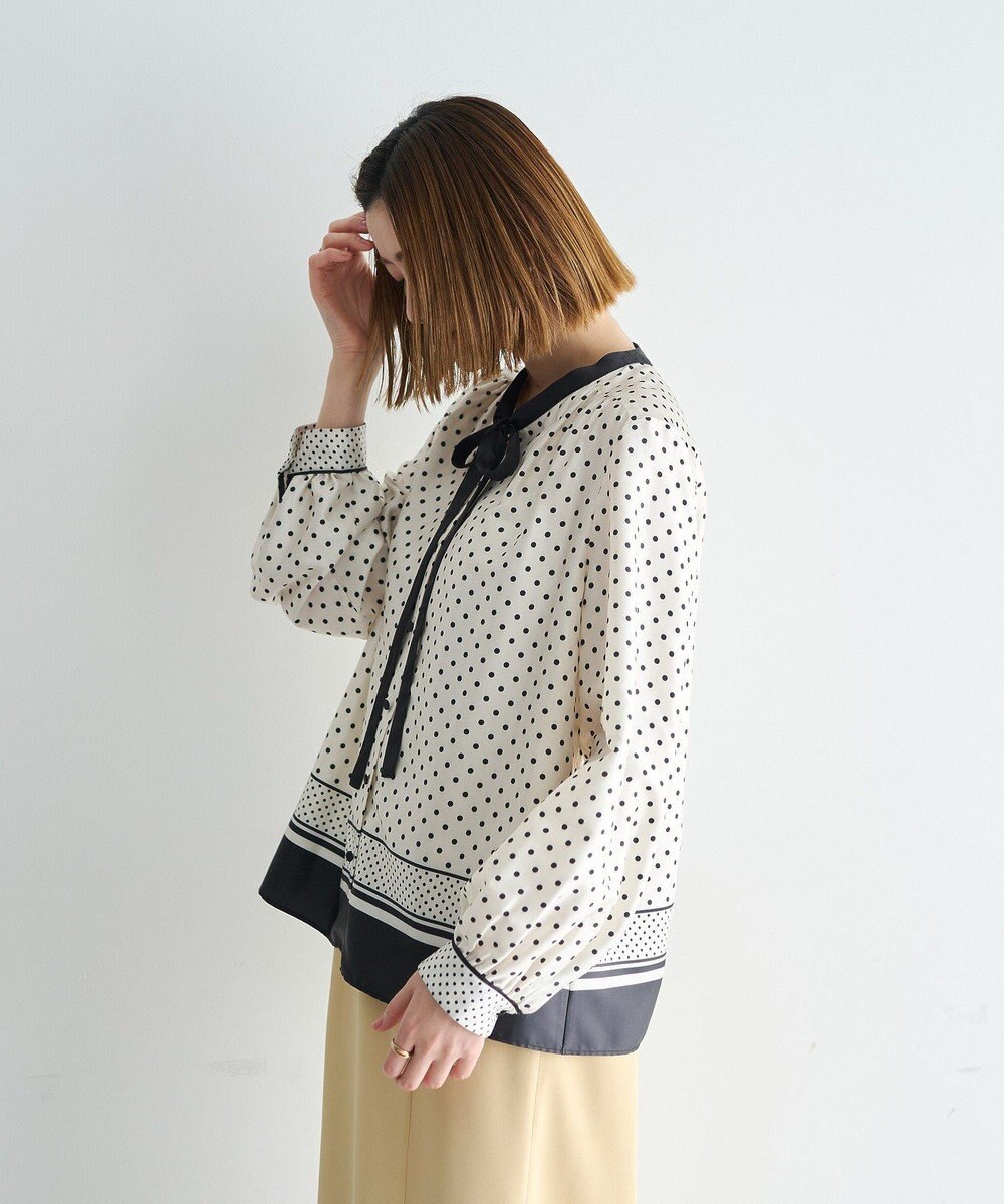 YECCA VECCA ドットパネル柄リボンブラウス 