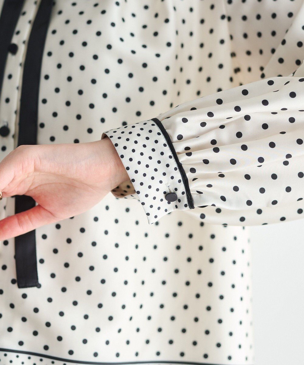 YECCA VECCA ドットパネル柄リボンブラウス 