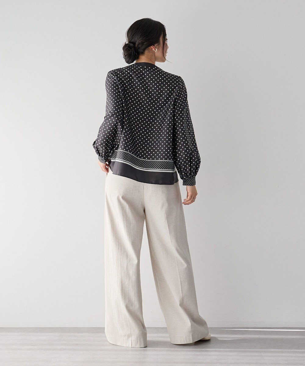 YECCA VECCA ドットパネル柄リボンブラウス 