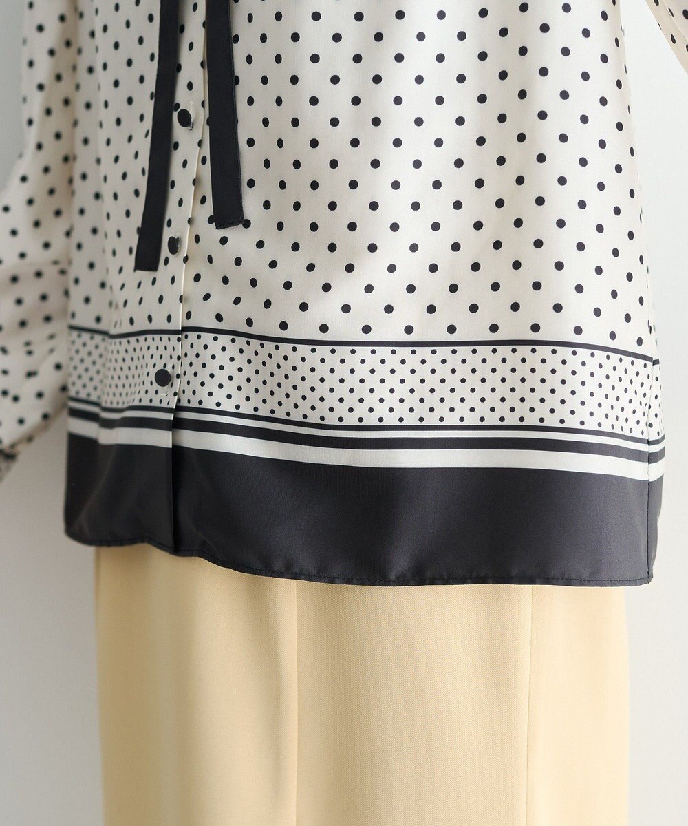 YECCA VECCA ドットパネル柄リボンブラウス 