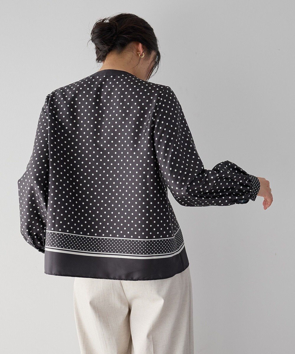 YECCA VECCA ドットパネル柄リボンブラウス 