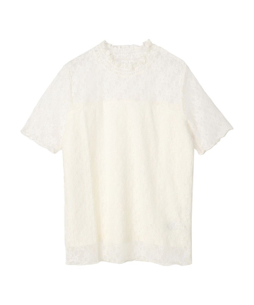 earth music&ecology レースドッキング半袖プルオーバー 