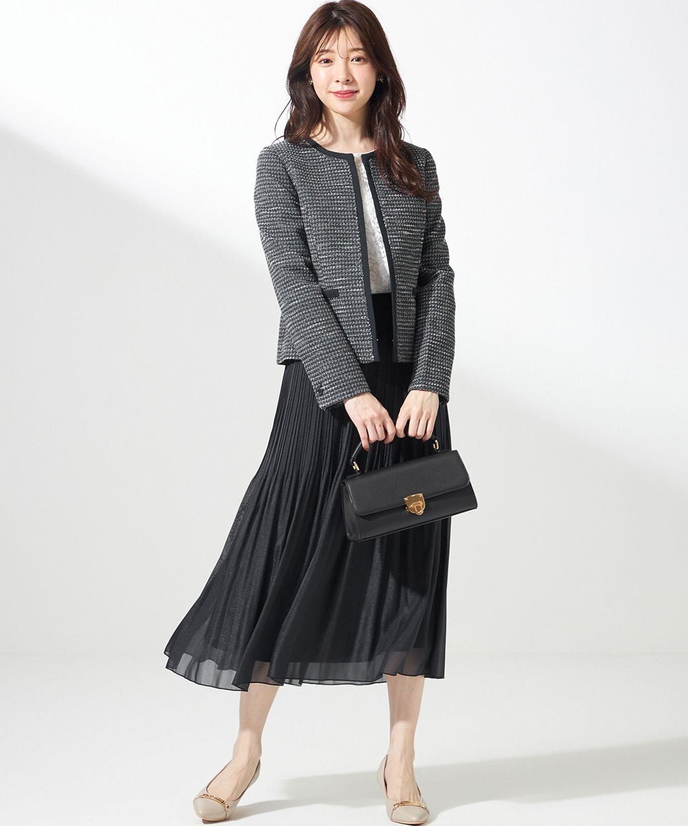 ANY SIS リップルボーダーストレッチ ノーカラージャケット 