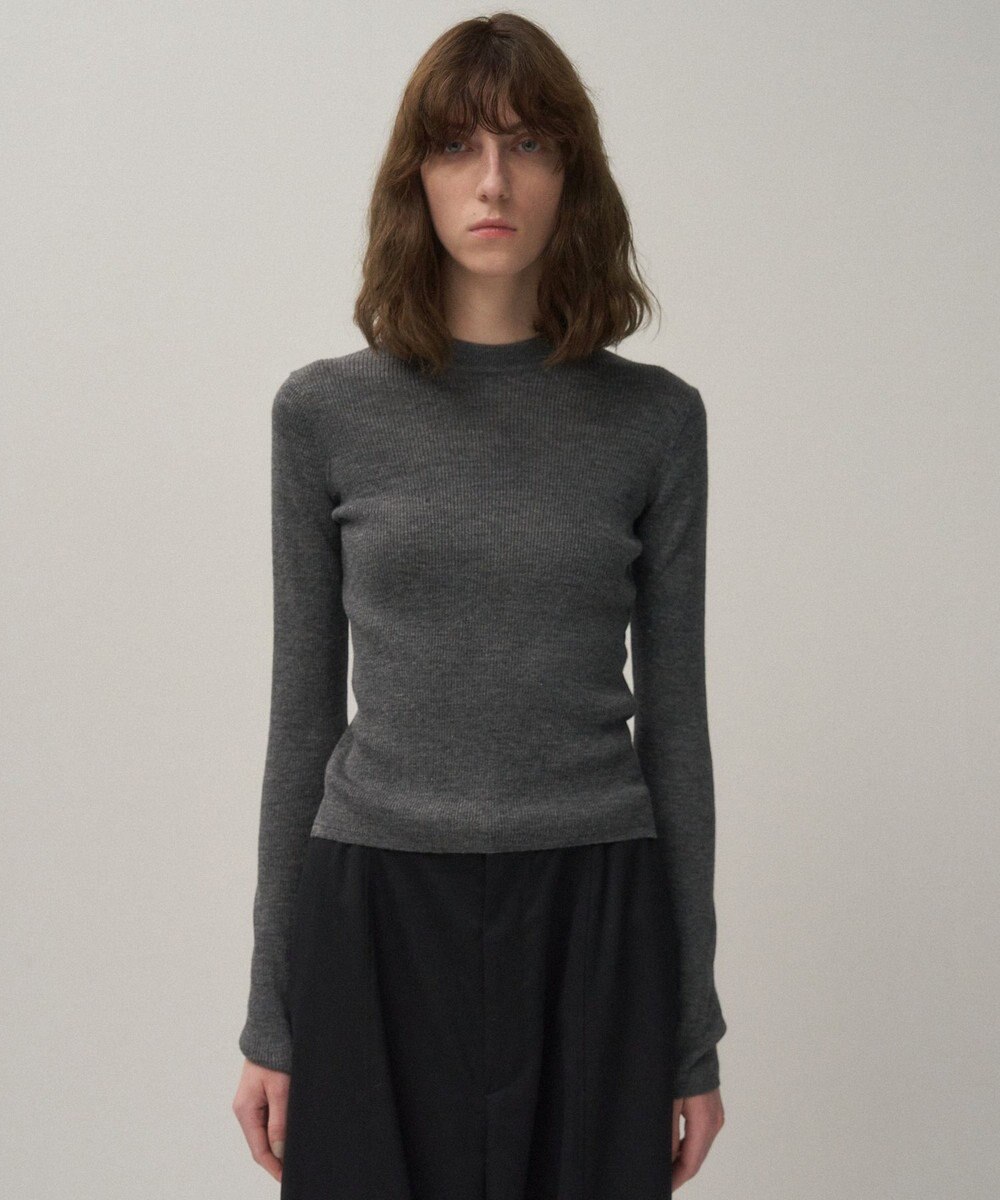 ATON RAMIE WOOL RIB | リブモックネックセーター 