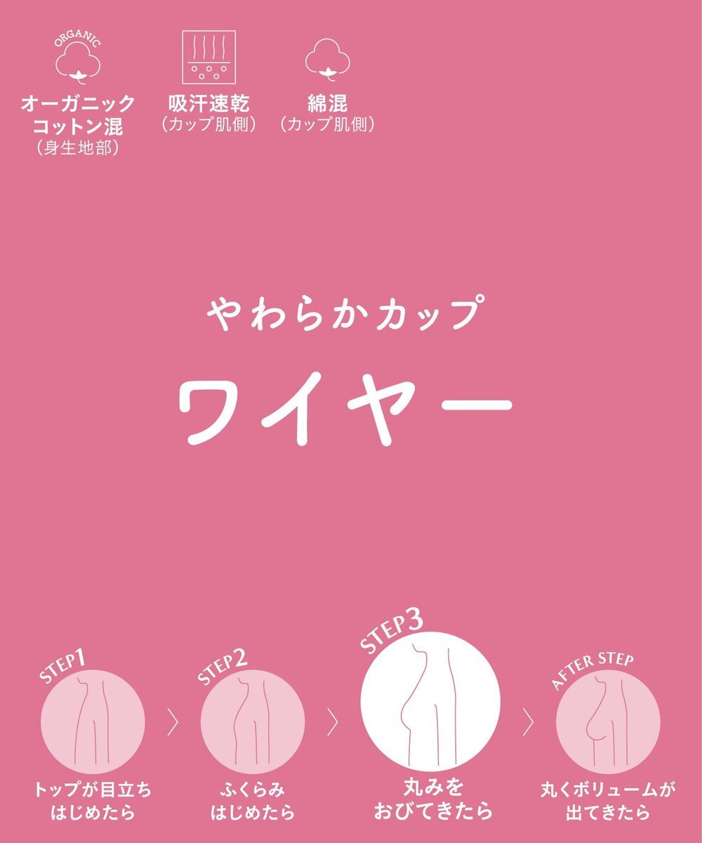 Wing ジュニア ブラジャー Wing Teen やさしくサポート オーガニックコットン混(身生地部) 【STEP3 まるみをおびてきた胸に】 RB2016 ウイング／ワコール 