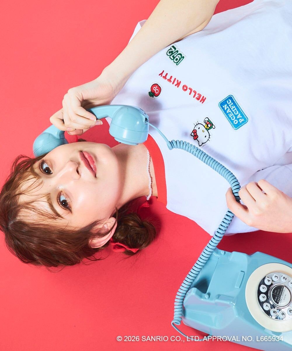 OP／FILA 【Ocean Pacific×ハローキティ】ワッペンリンガーチビTシャツ 