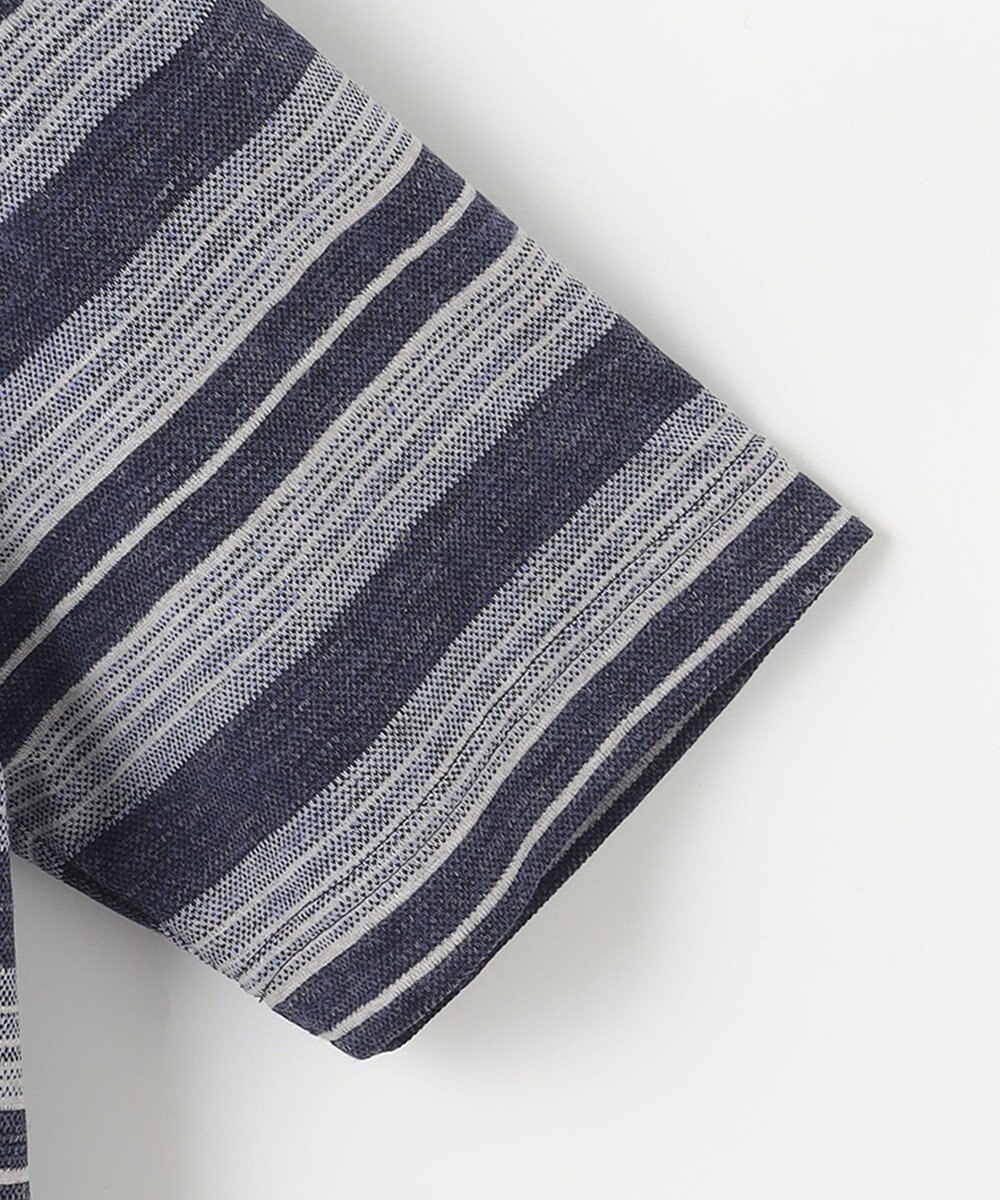 JOSEPH ABBOUD 【キングサイズ・吸水速乾】リネンマルチボーダー ポロシャツ 