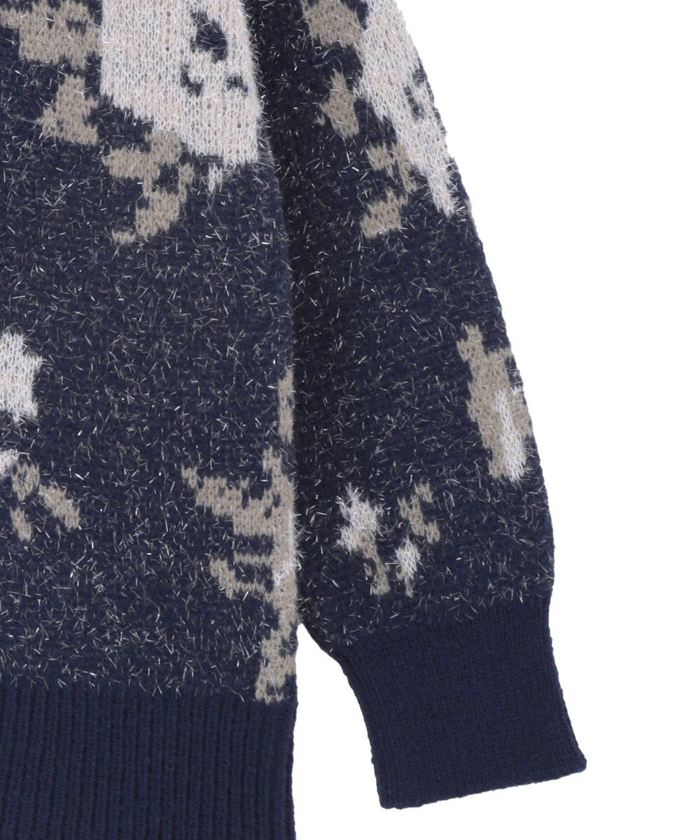 earth music&ecology フラワージャガードラメシャギーカーディガン 