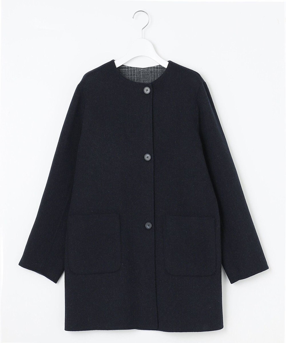 J.PRESS LADIES L 【リバーシブル】ウールナイロン リバー チェック ミドル コート 