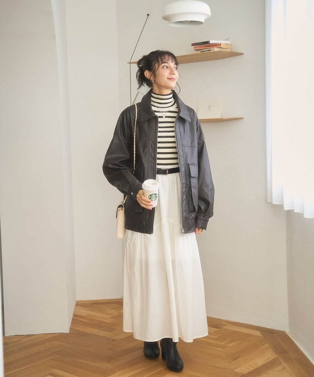 WEGO ヴィンテージライクFレザーブルゾン 